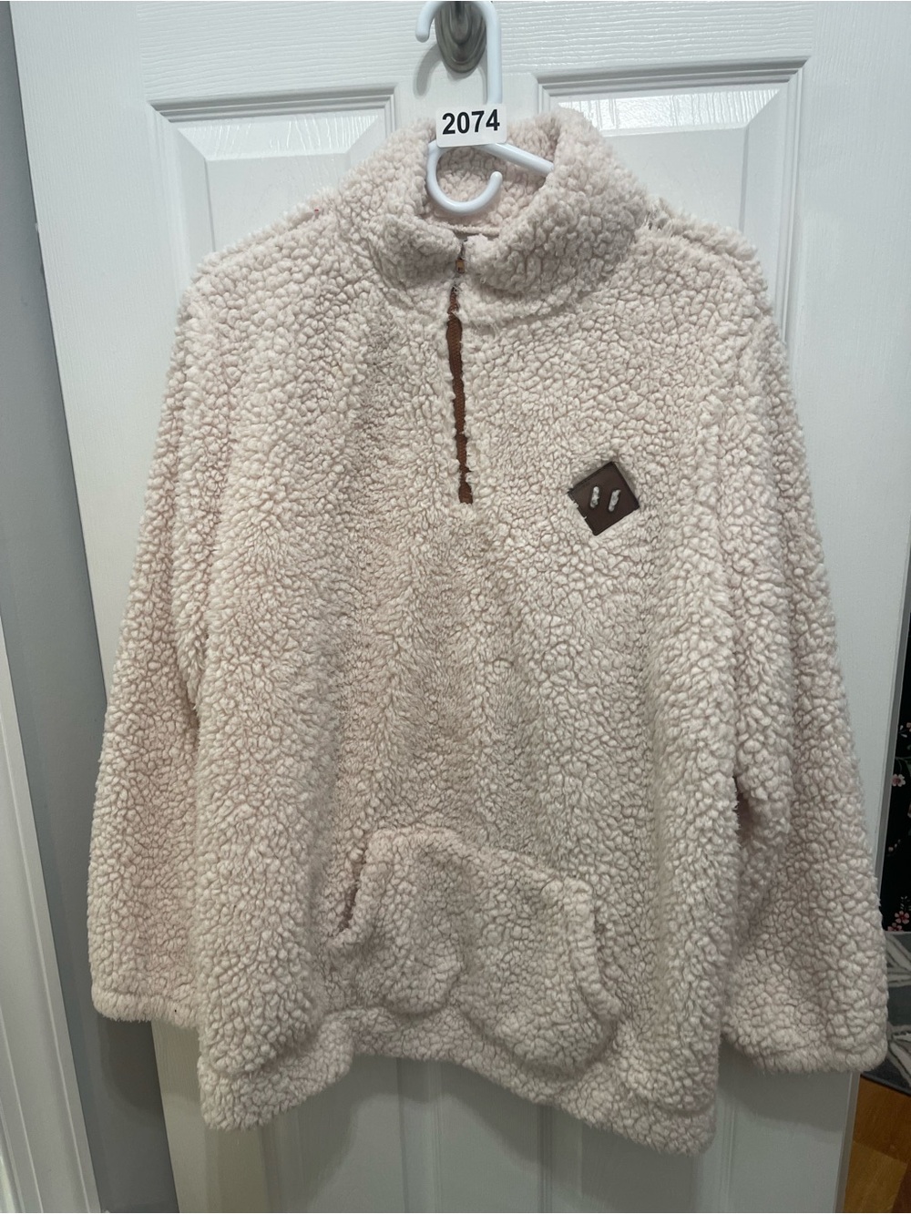 Cozy Cream Sherpa Quarter-Zip Pullover Hoodie - Picture 3 of 11